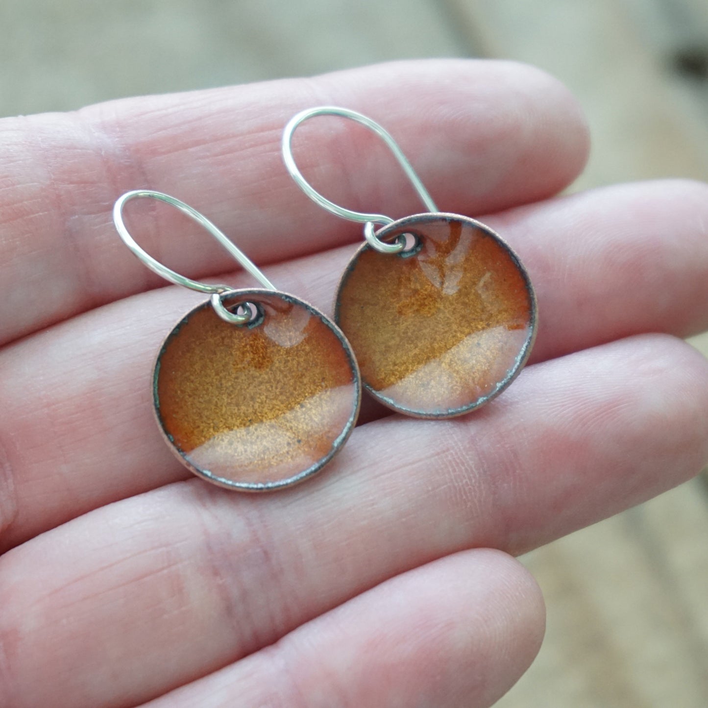 Golden Yellow Enamel Disc Earrings