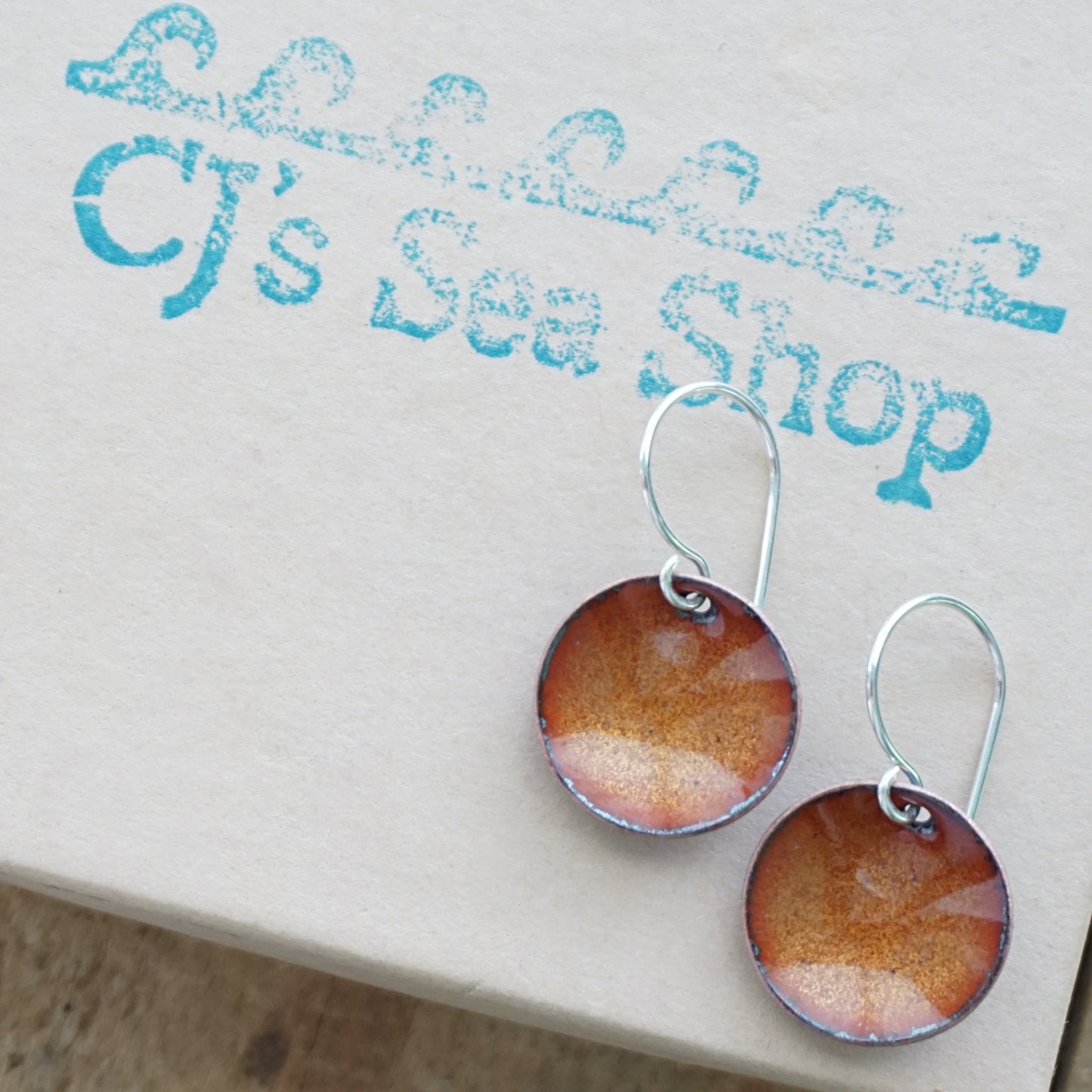 Golden Yellow Enamel Disc Earrings