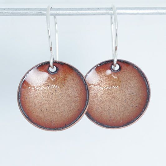Bronze Enamel Disc Earrings
