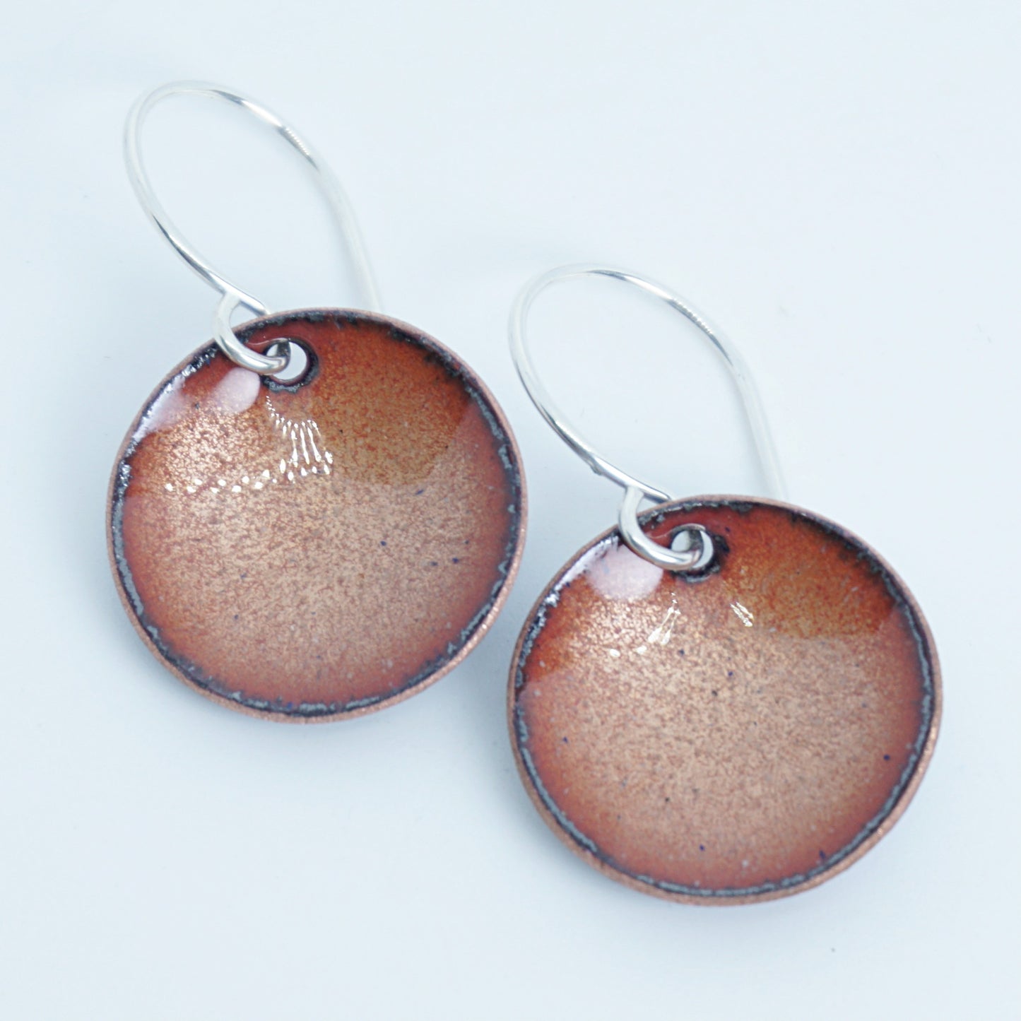 Bronze Enamel Disc Earrings
