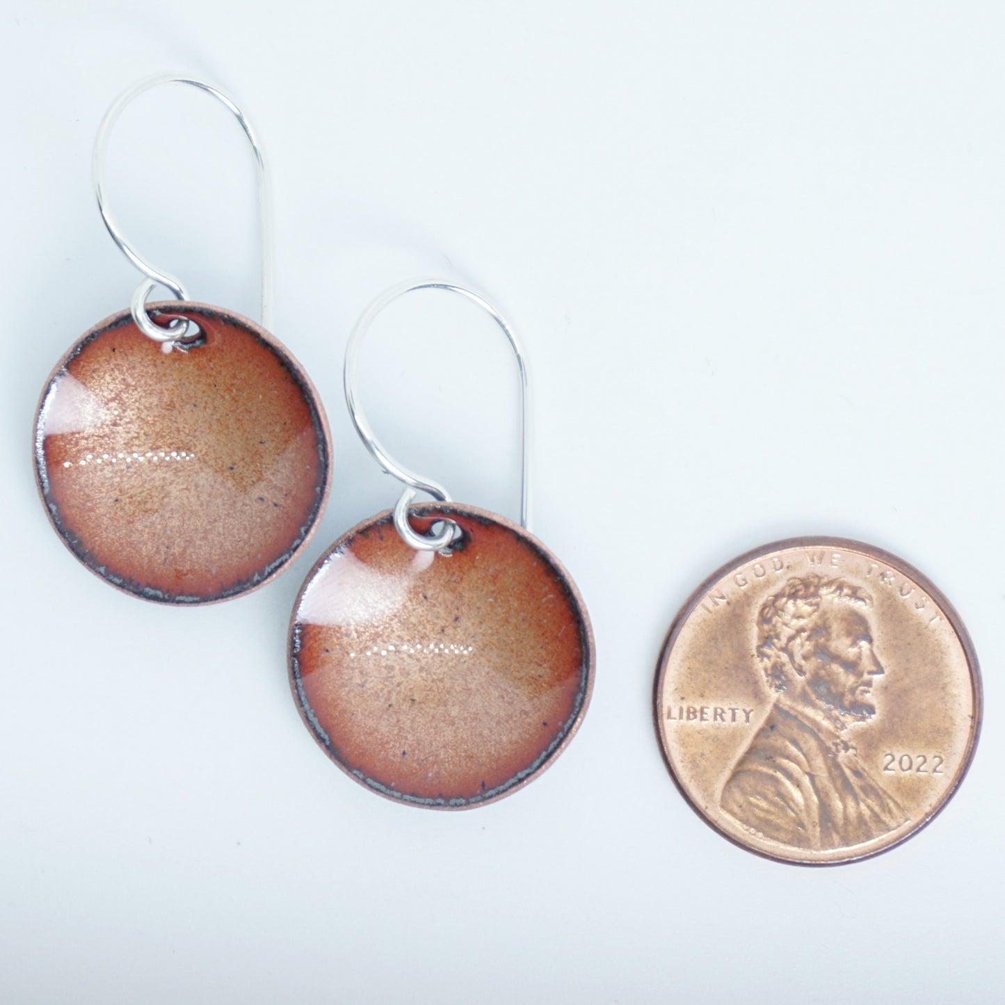 Bronze Enamel Disc Earrings