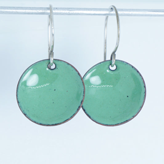 Spring Green Enamel Disc Earrings