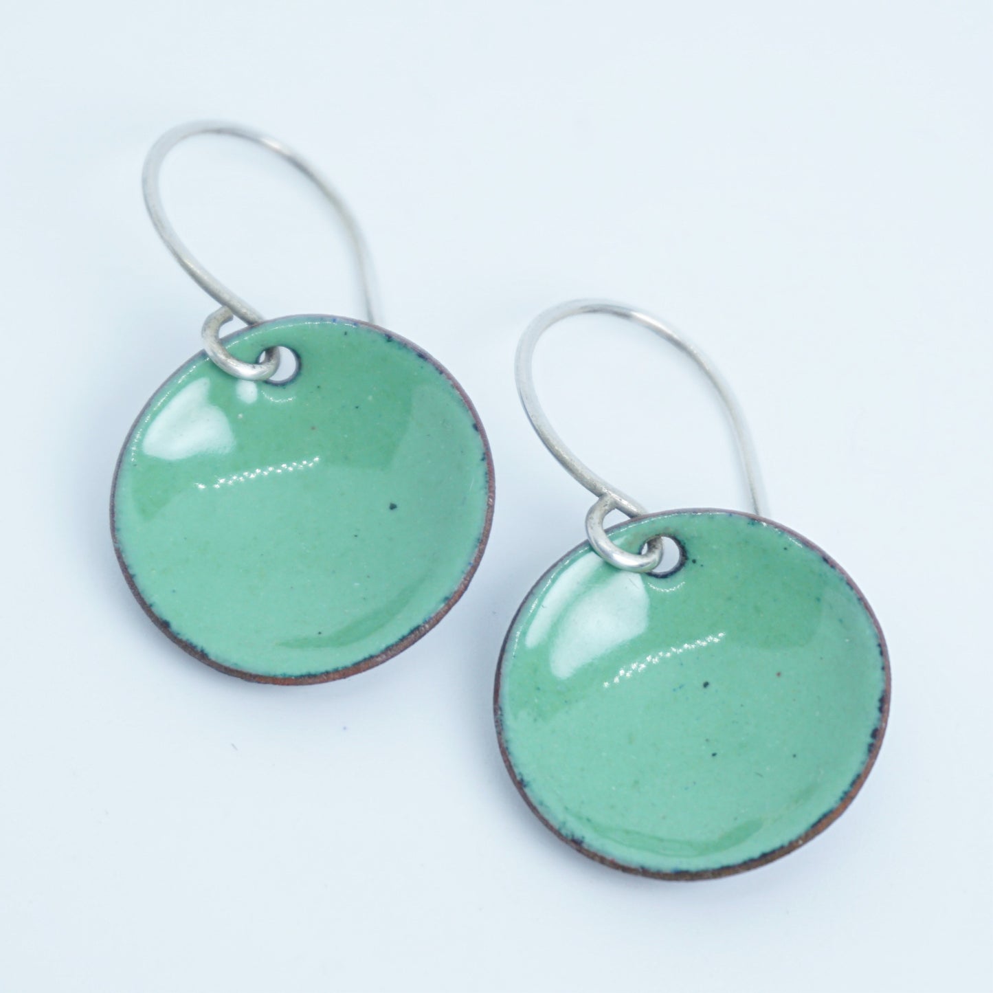 Spring Green Enamel Disc Earrings