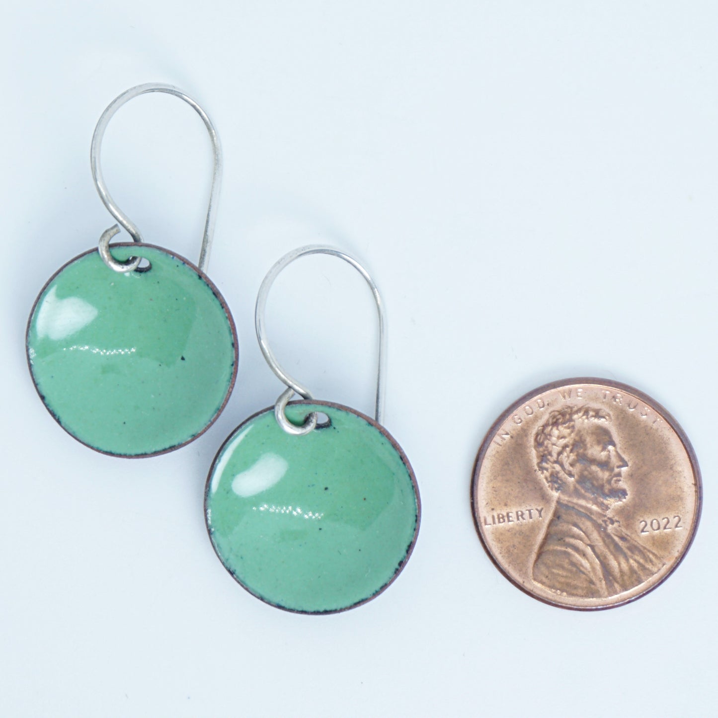 Spring Green Enamel Disc Earrings