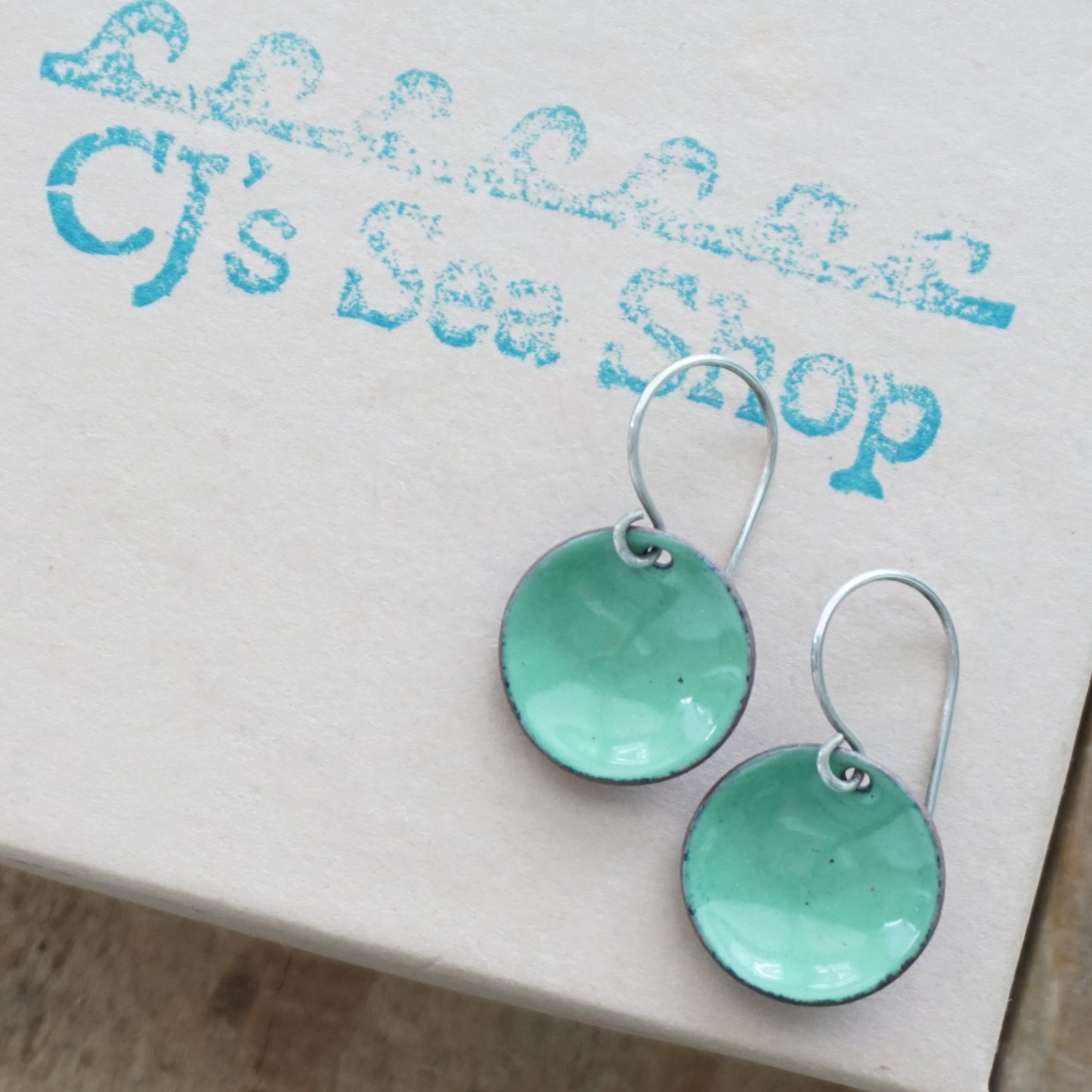Spring Green Enamel Disc Earrings