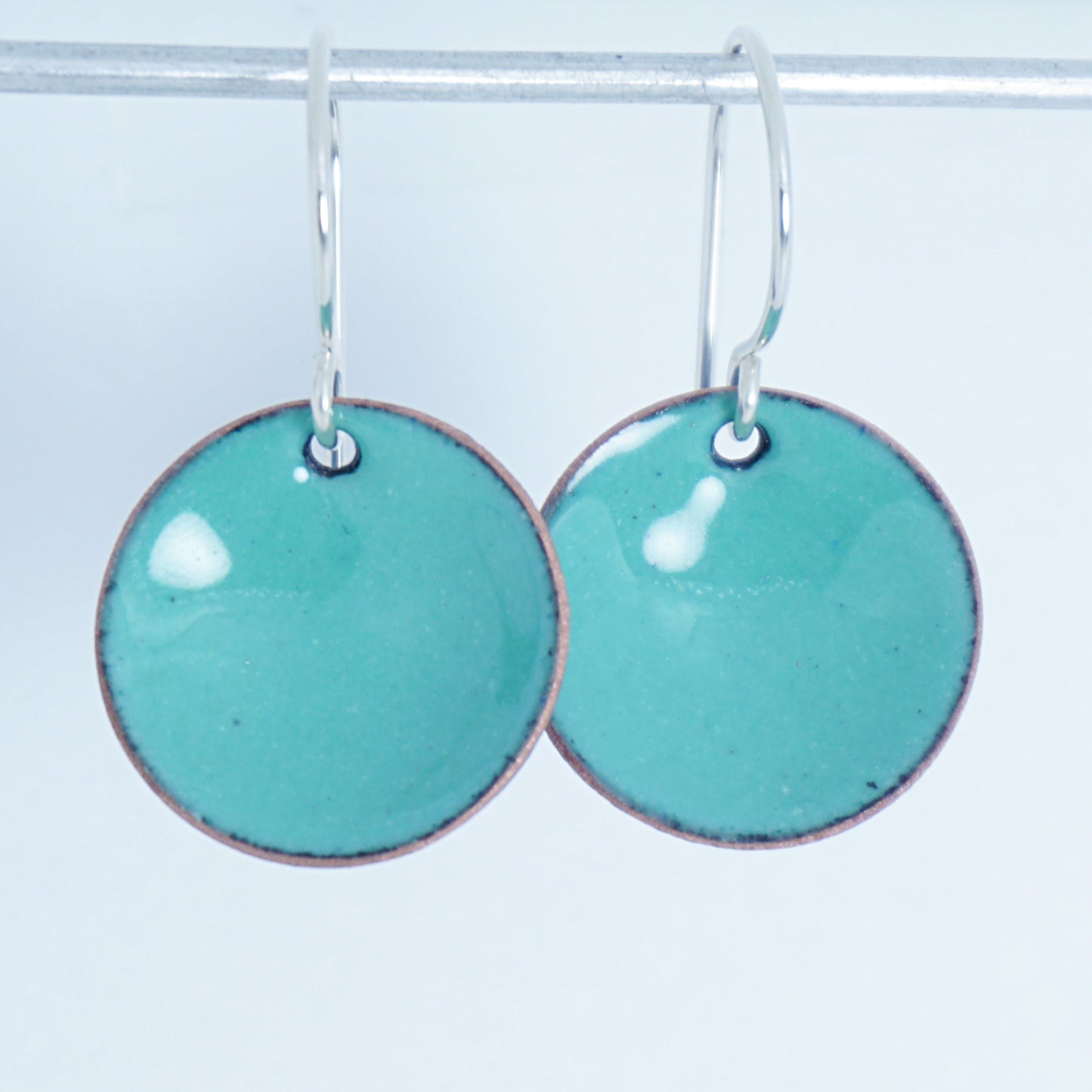 Mint Green Enamel Disc Earrings