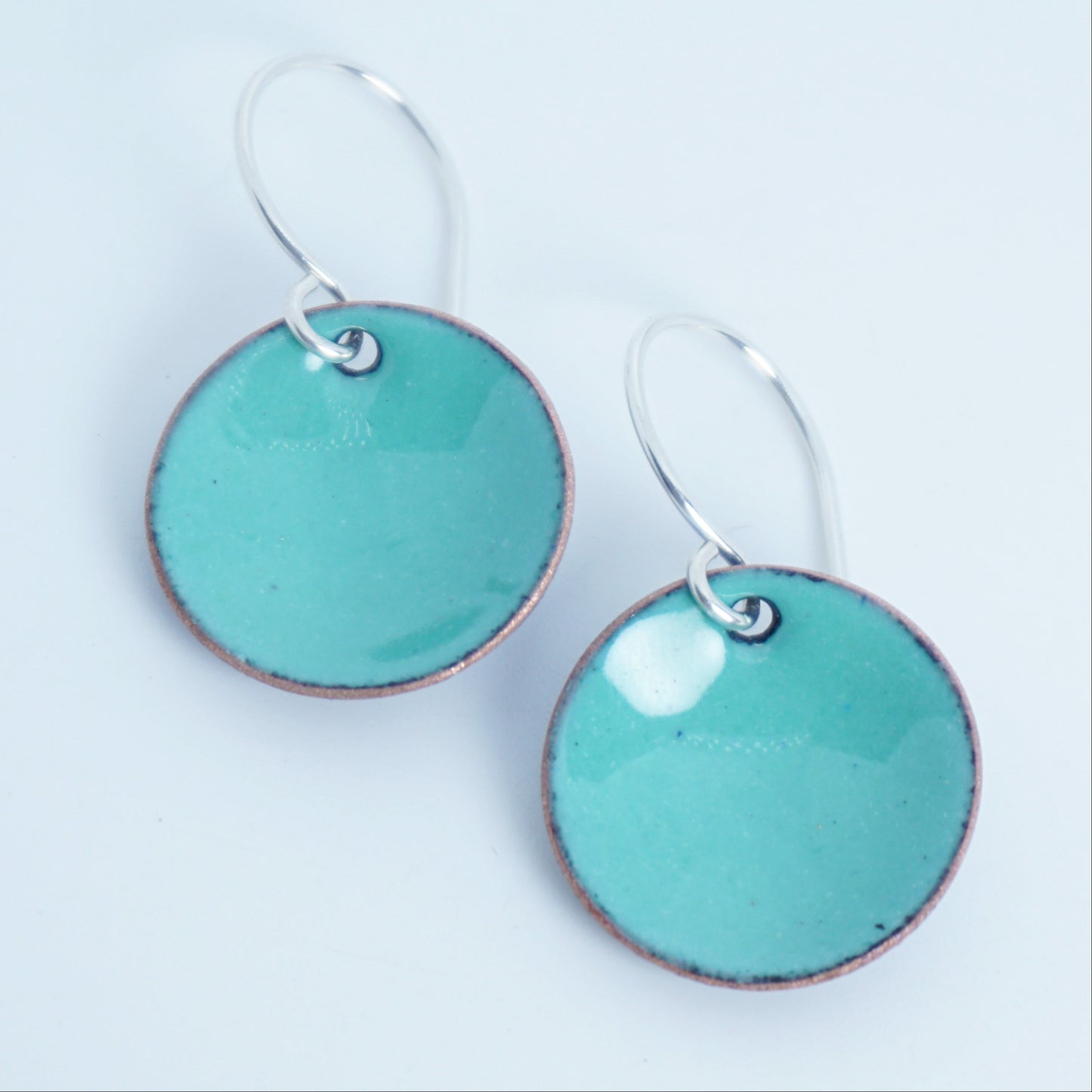 Mint Green Enamel Disc Earrings