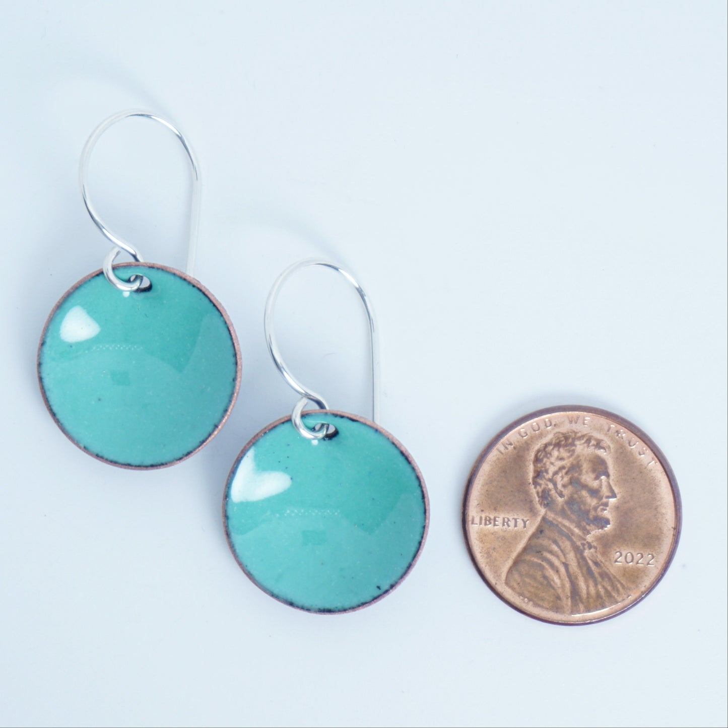 Mint Green Enamel Disc Earrings