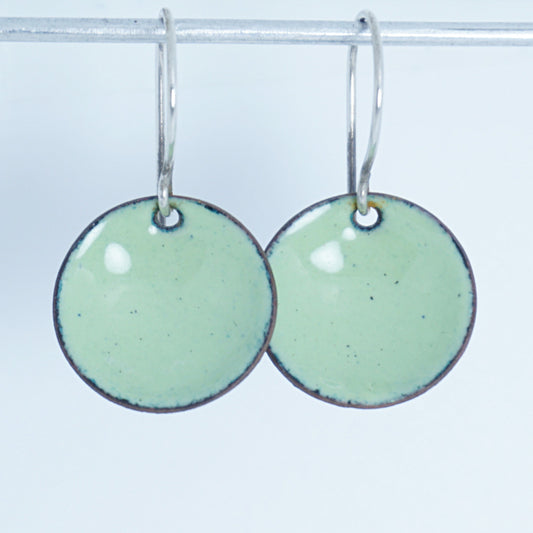 Light Green Enamel Disc Earrings