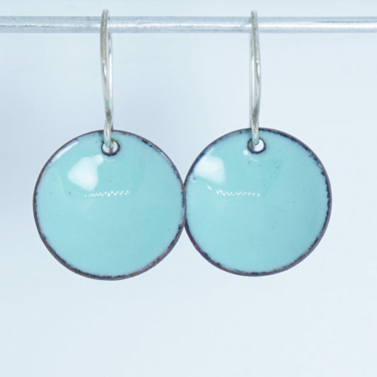 Seafoam Green Enamel Disc Earrings