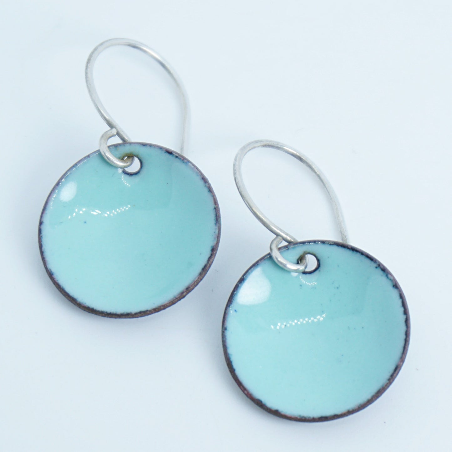 Seafoam Green Enamel Disc Earrings