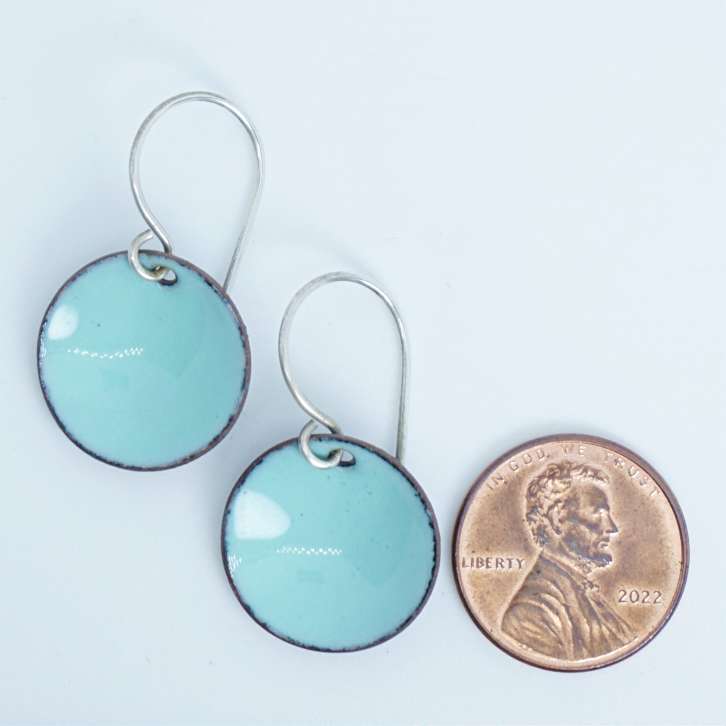 Seafoam Green Enamel Disc Earrings