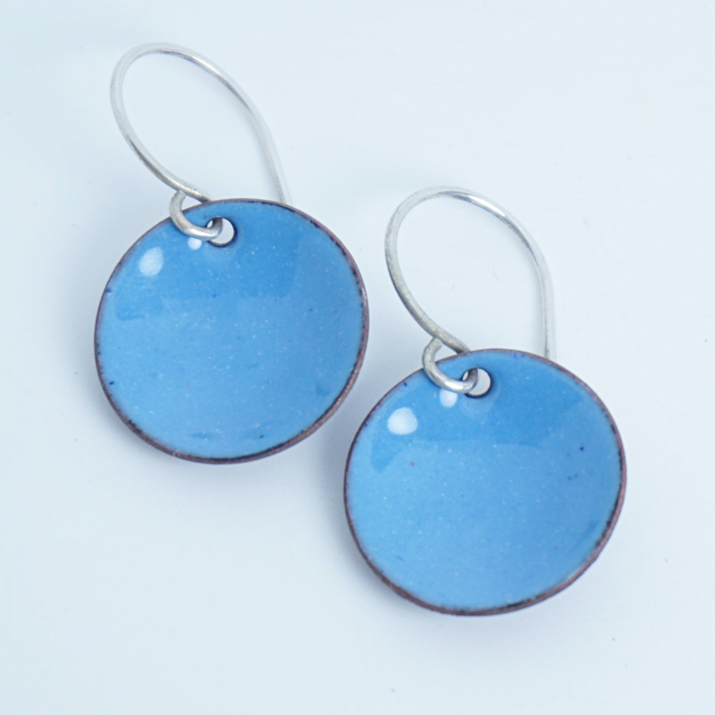 Blue Enamel Disc Earrings