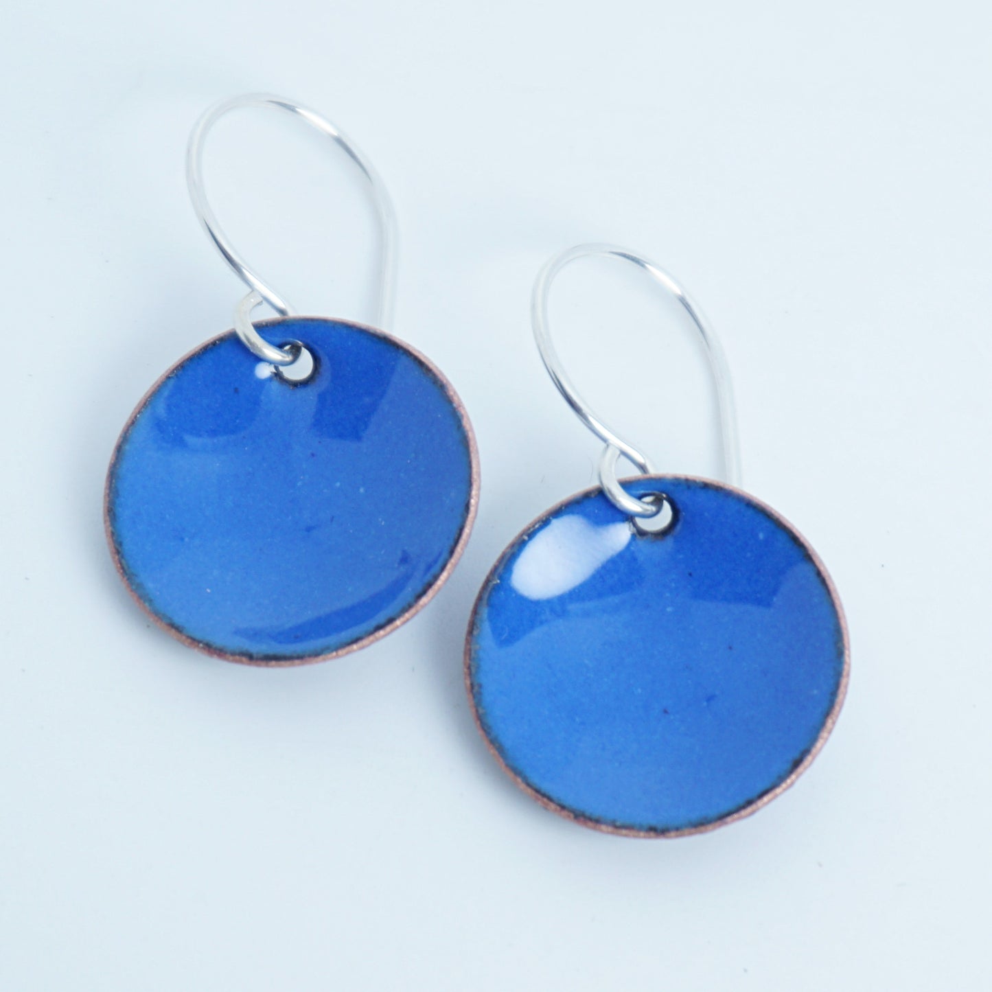 Cobalt Blue Enamel Disc Earrings