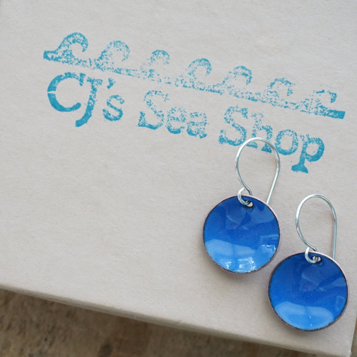 Cobalt Blue Enamel Disc Earrings