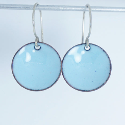 Light Blue Enamel Disc Earrings