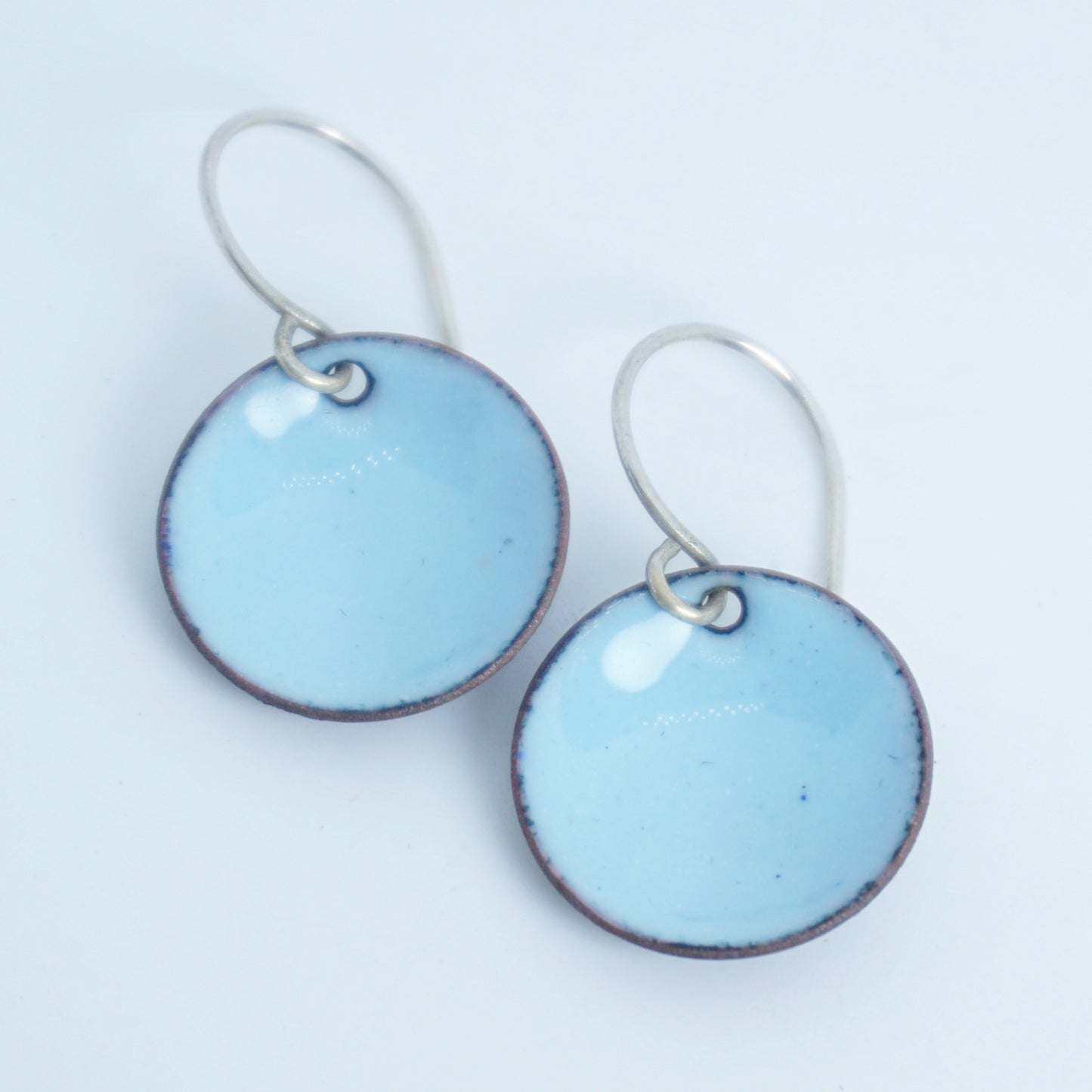 Light Blue Enamel Disc Earrings