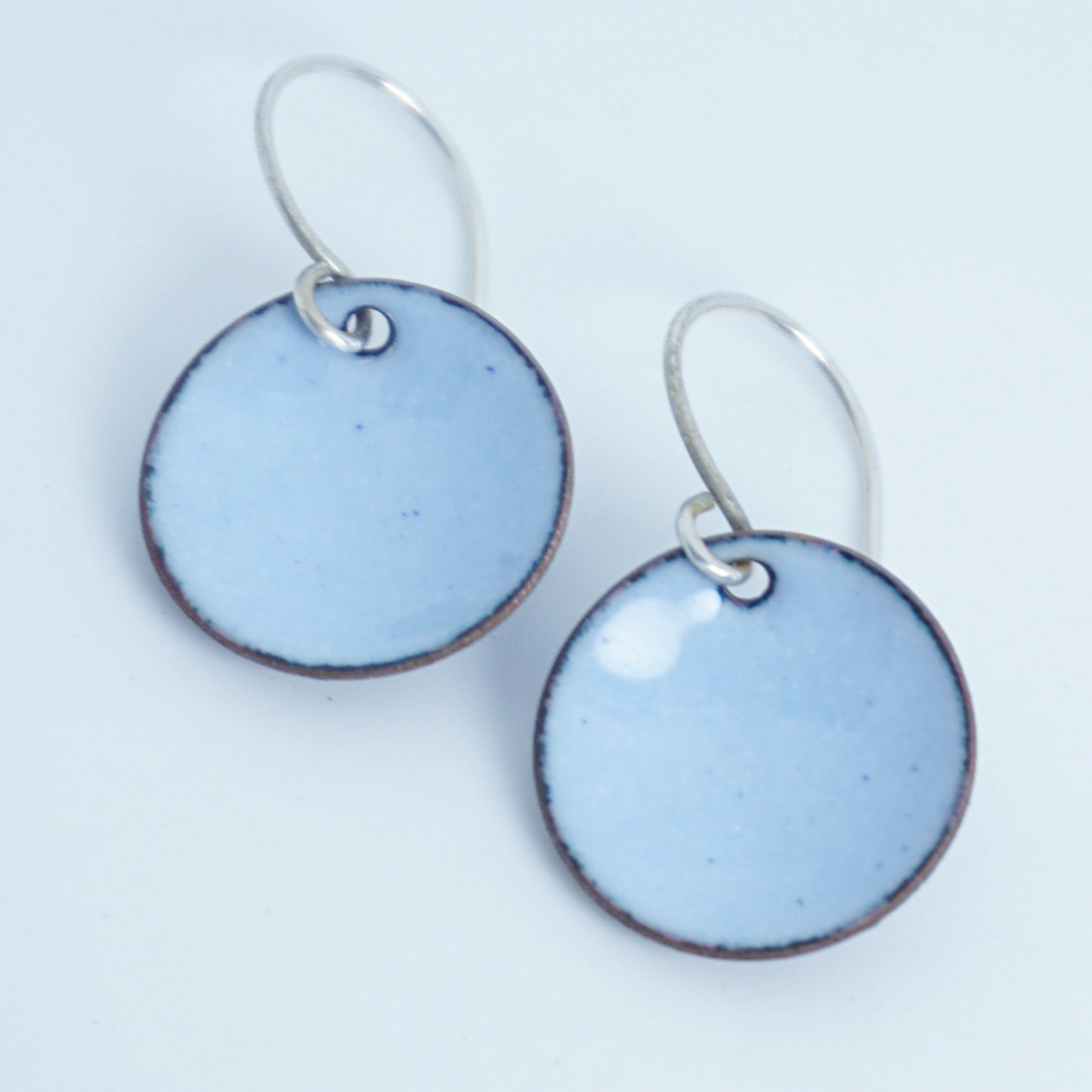 Light Periwinkle Enamel Disc Earrings