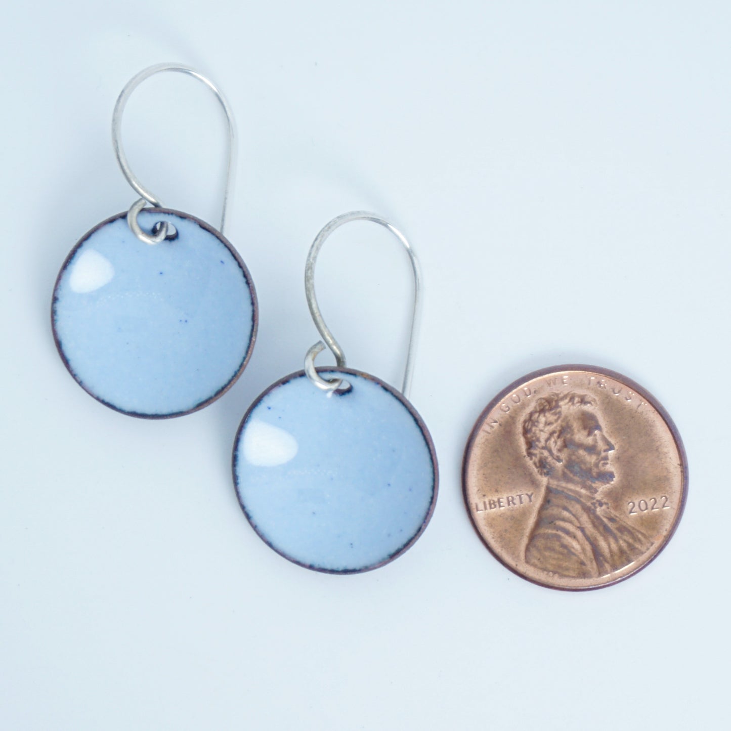 Light Periwinkle Enamel Disc Earrings