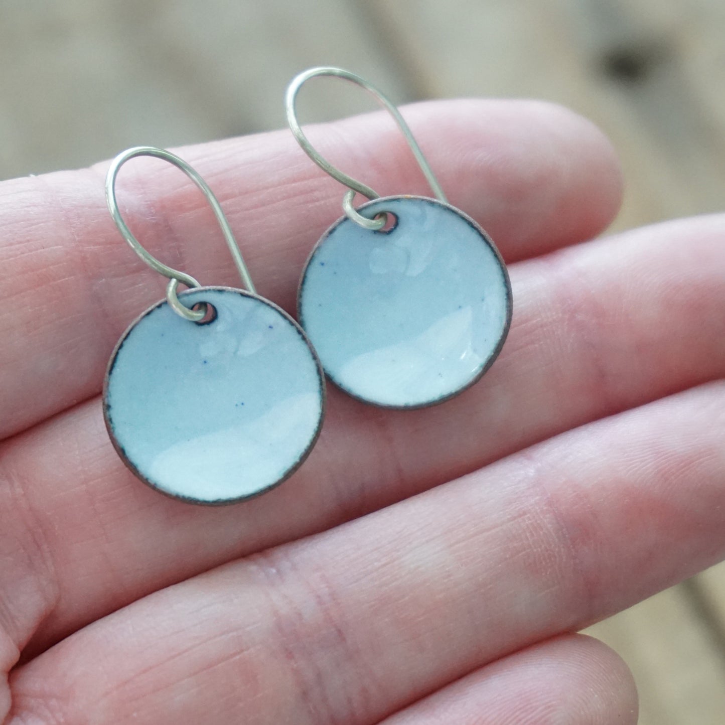 Light Periwinkle Enamel Disc Earrings