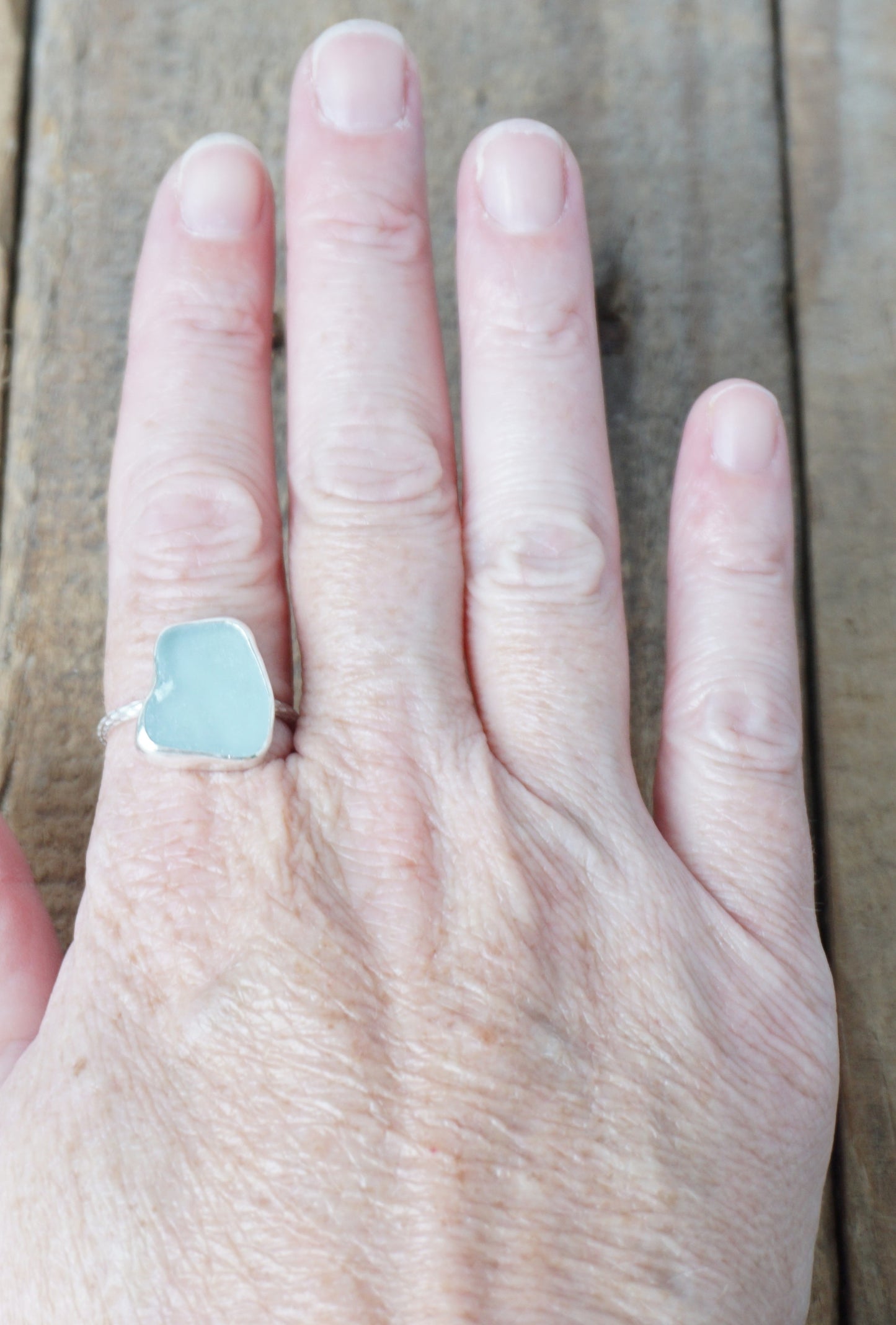 Size 9 1/2 Soft Aqua Blue Sea Glass Stacking Ring