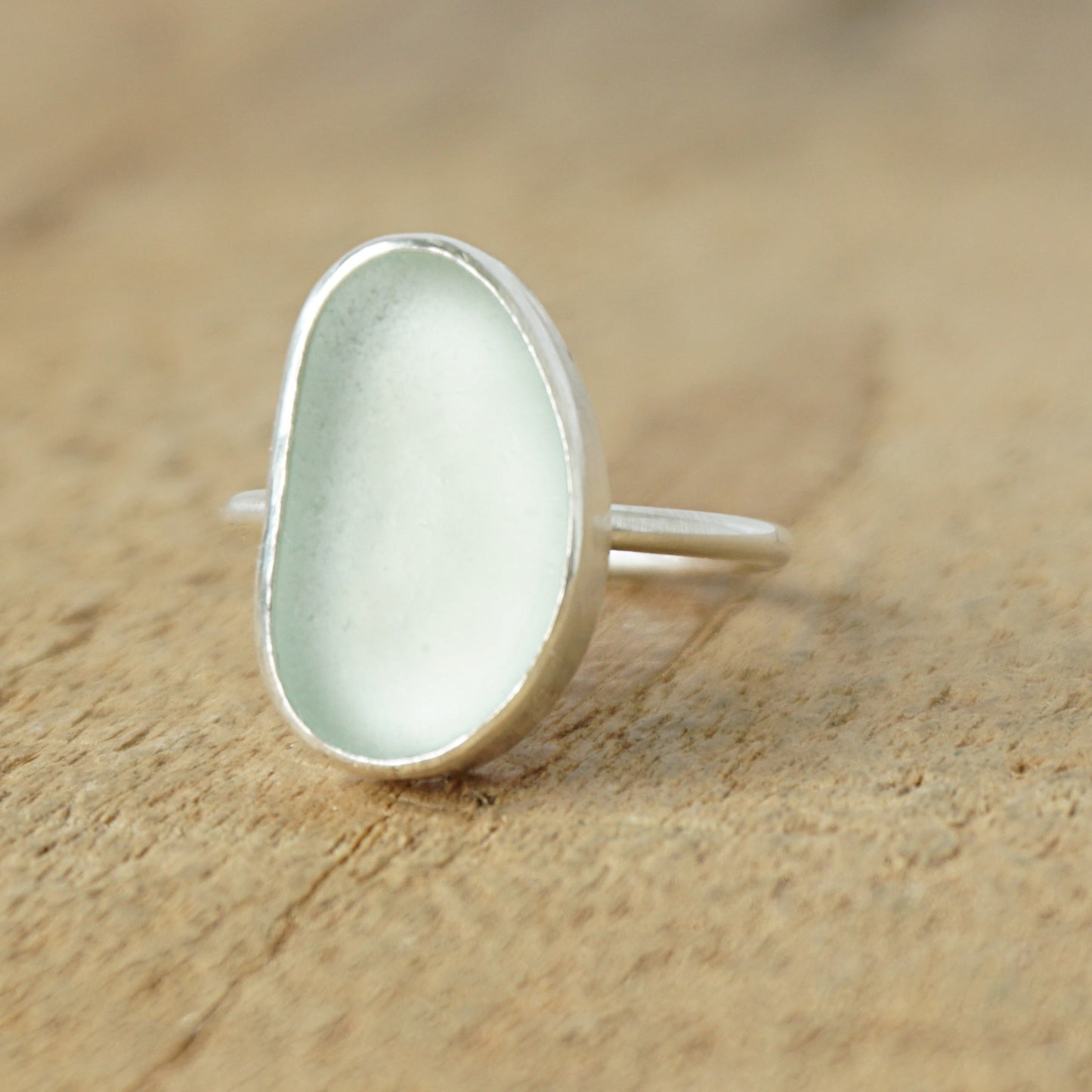 Size 7 Seafoam Green Sea Glass Stacking Ring