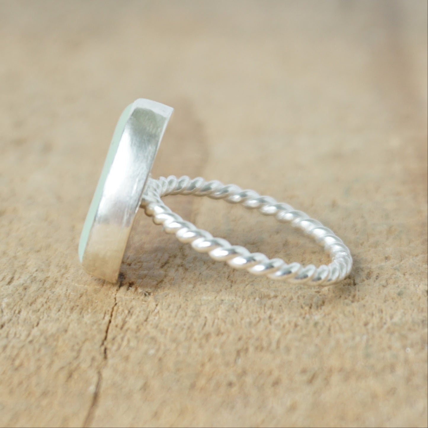 Size 7 1/2 Seafoam Green Sea Glass Stacking Ring