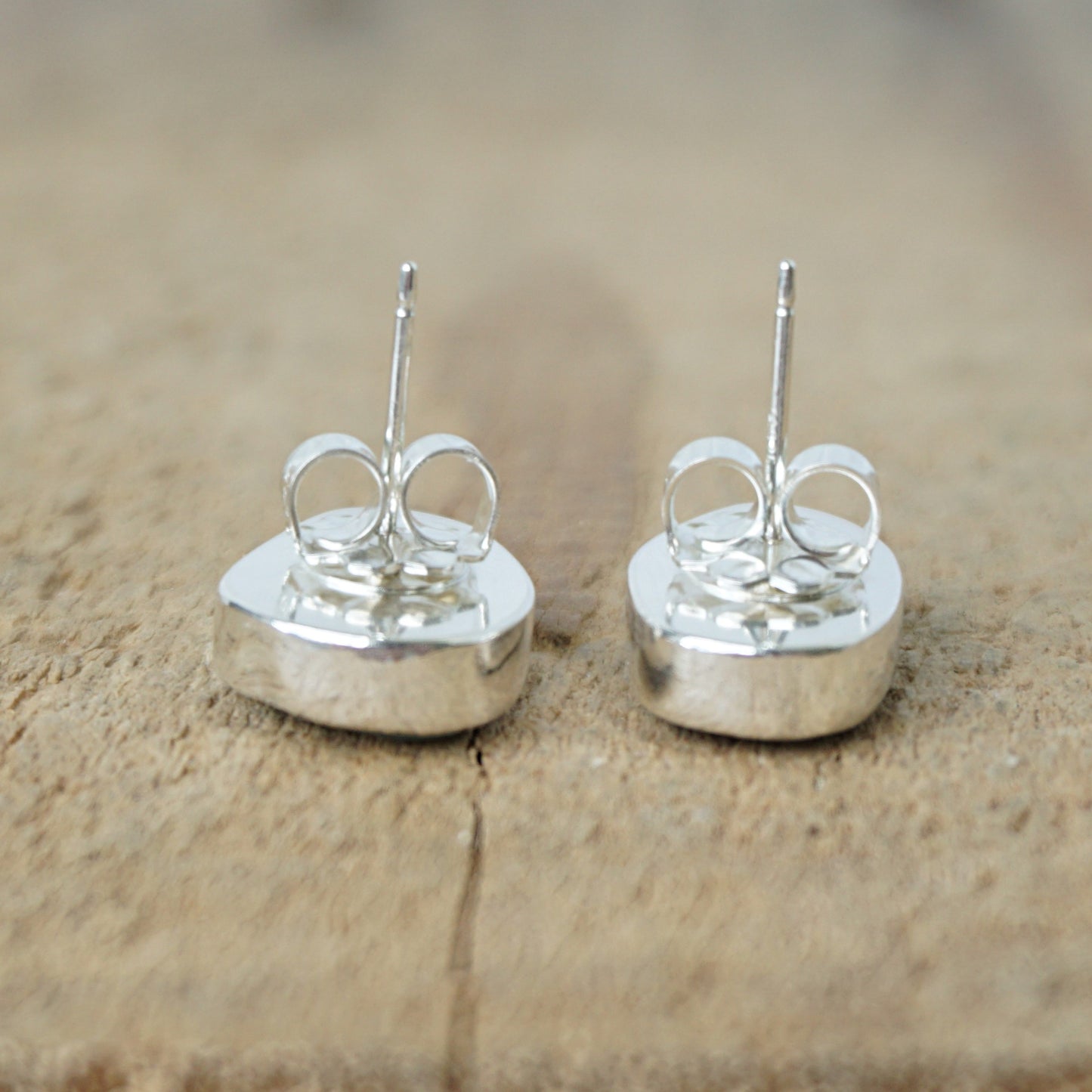Soft Aqua Blue Sea Glass Stud Earrings