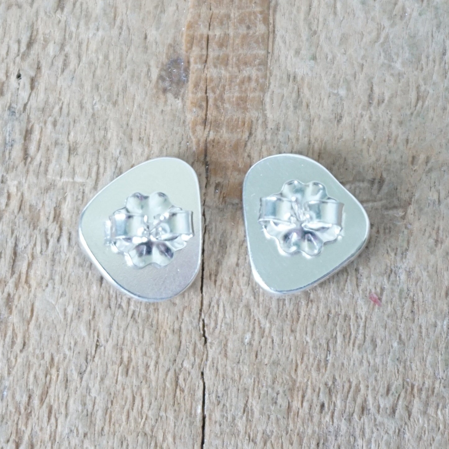 Teal Blue Green Sea Glass Stud Earrings