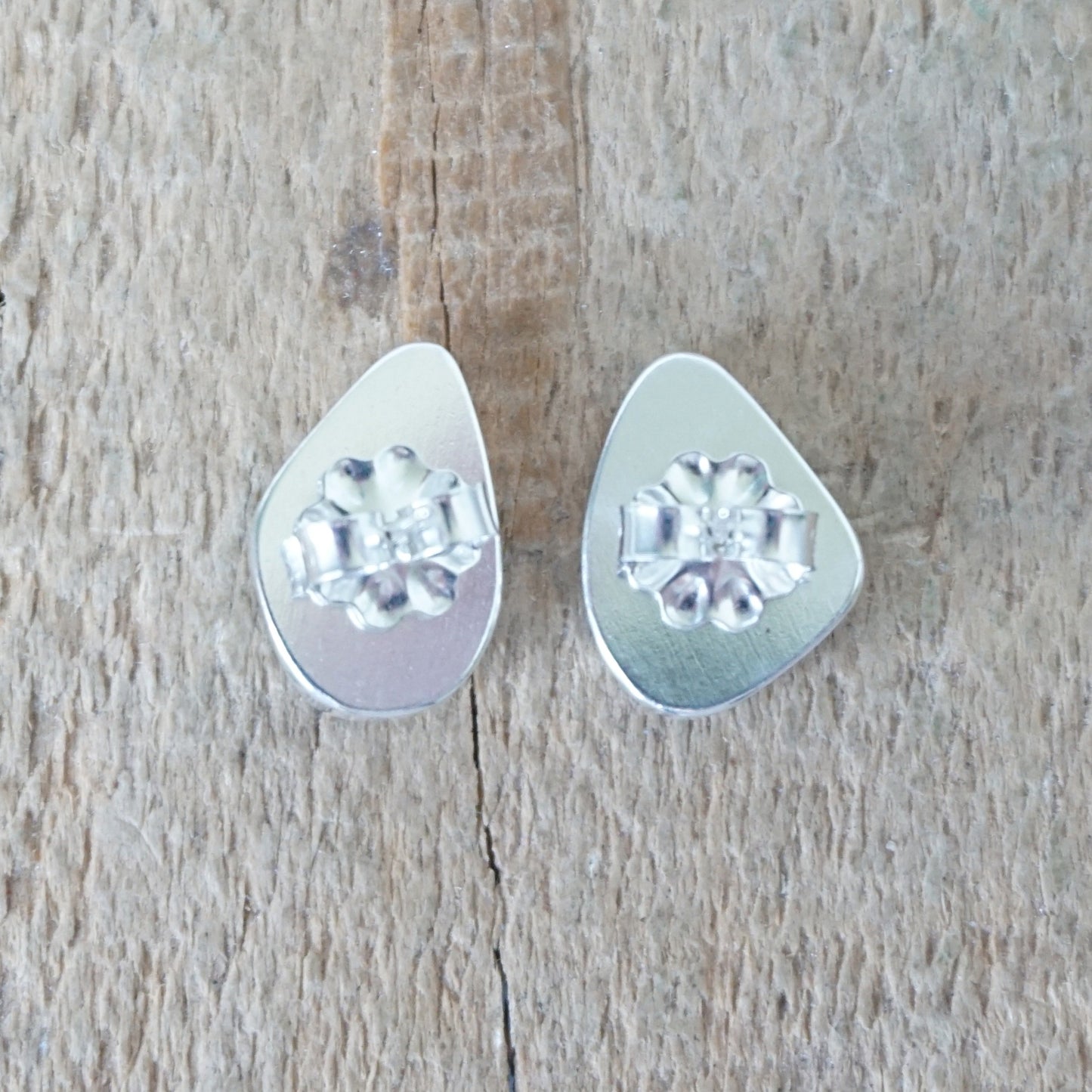 Teal Blue Green Sea Glass Stud Earrings
