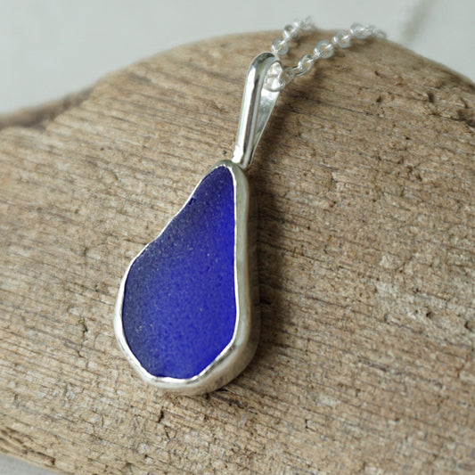 Cobalt Blue Sea Glass Pendant