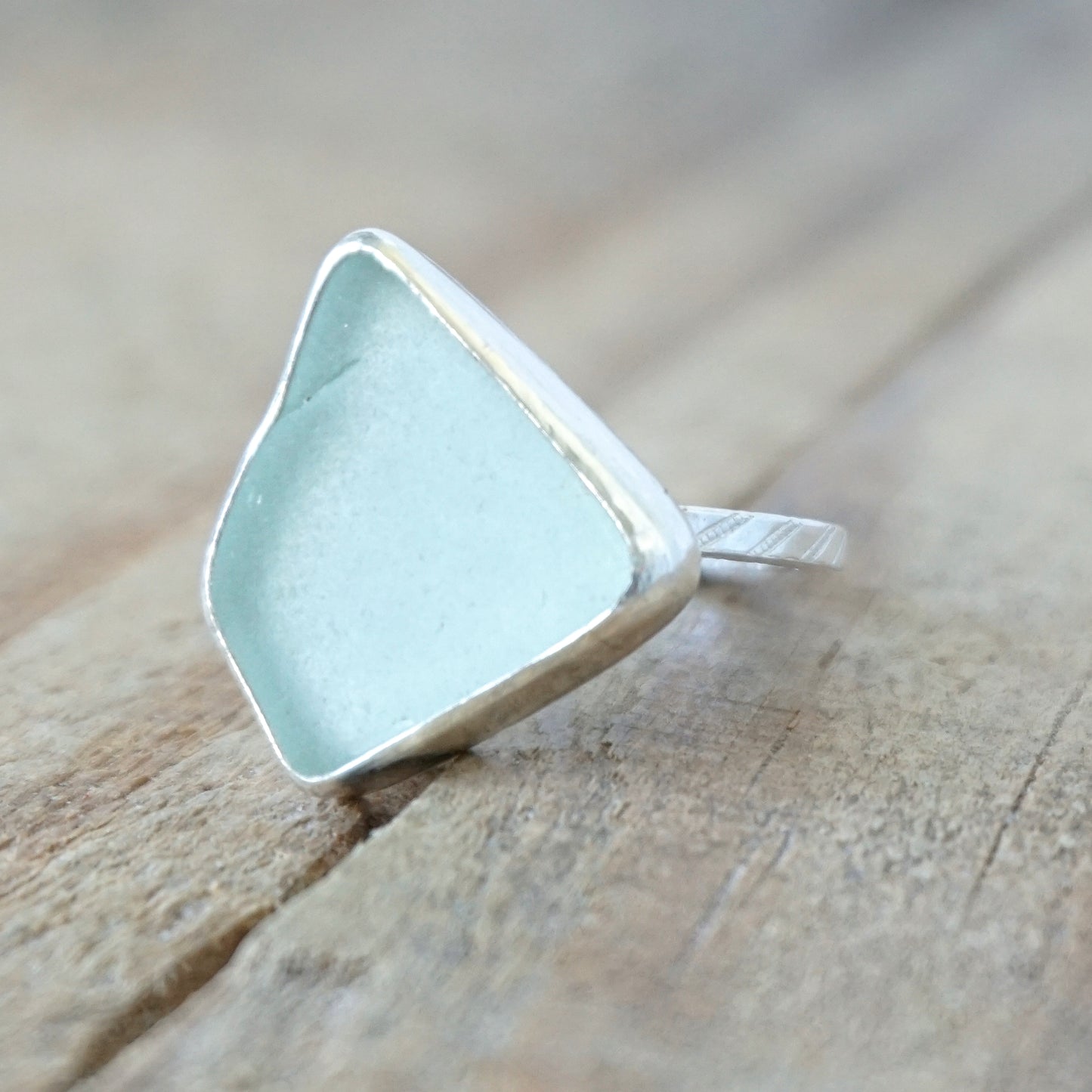 Size 5 1/4 Soft Aqua Blue Sea Glass Stacking Ring