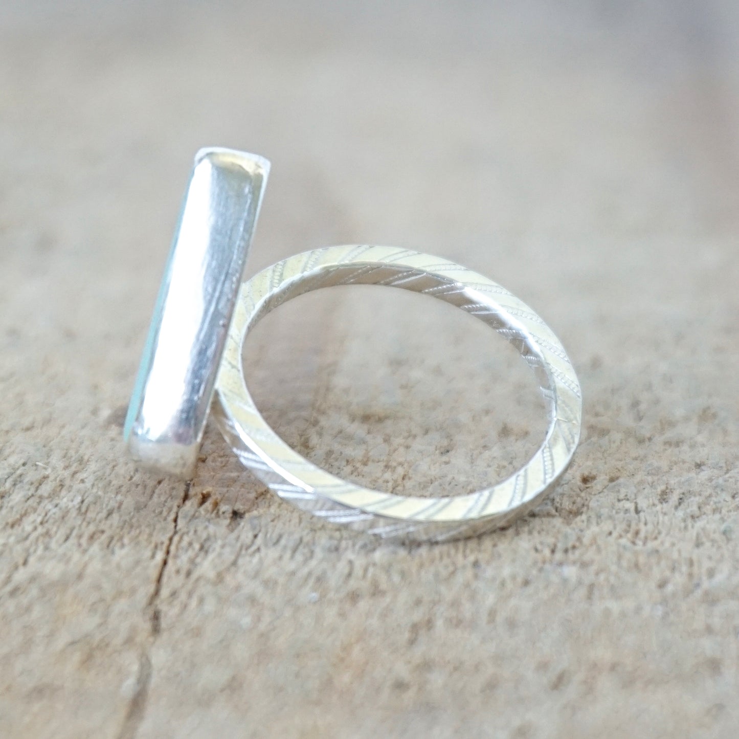 Size 5 1/4 Soft Aqua Blue Sea Glass Stacking Ring