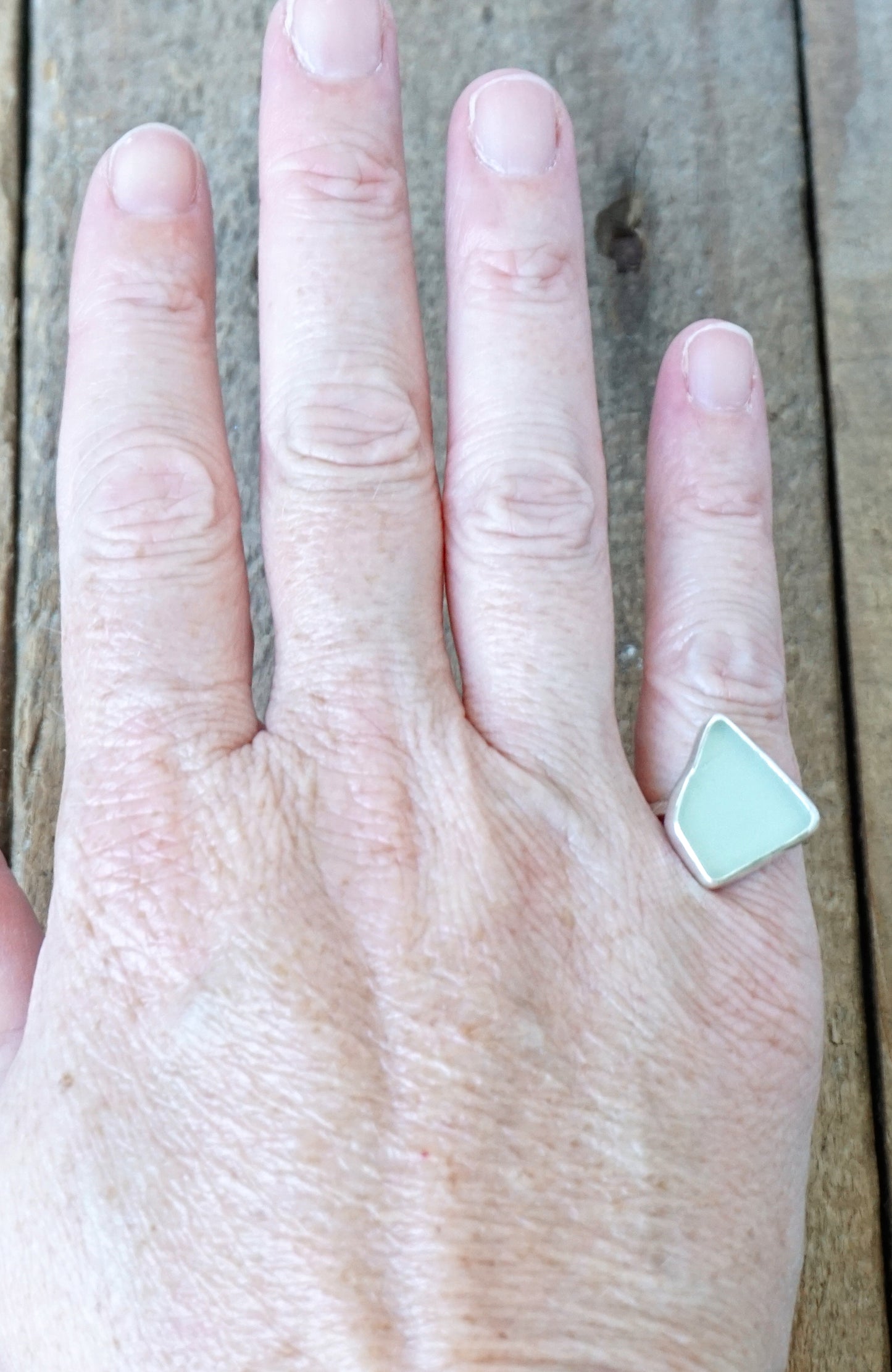 Size 5 1/4 Soft Aqua Blue Sea Glass Stacking Ring