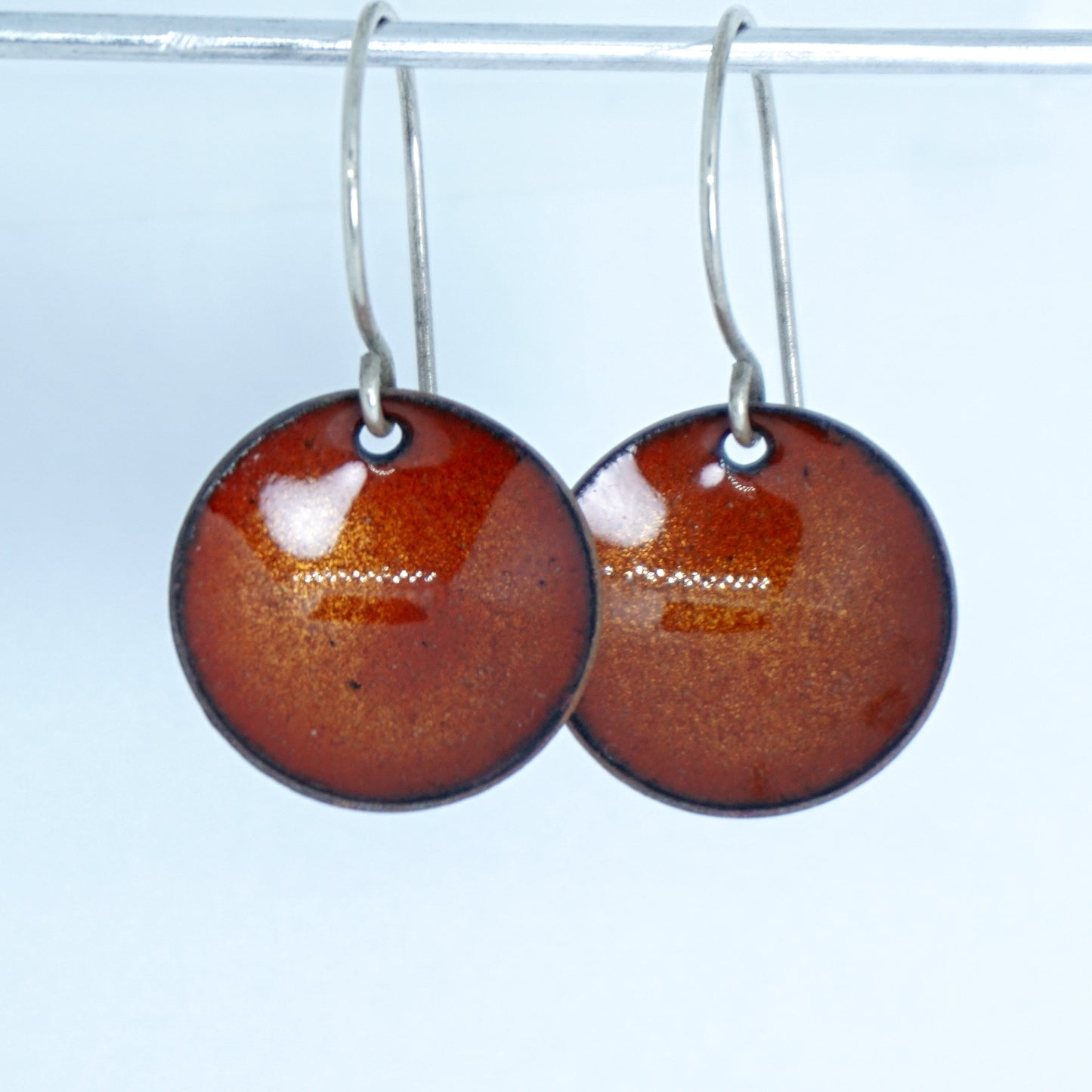 Golden Yellow Enamel Disc Earrings