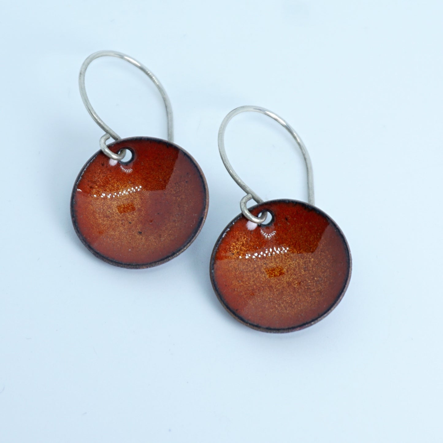 Golden Yellow Enamel Disc Earrings