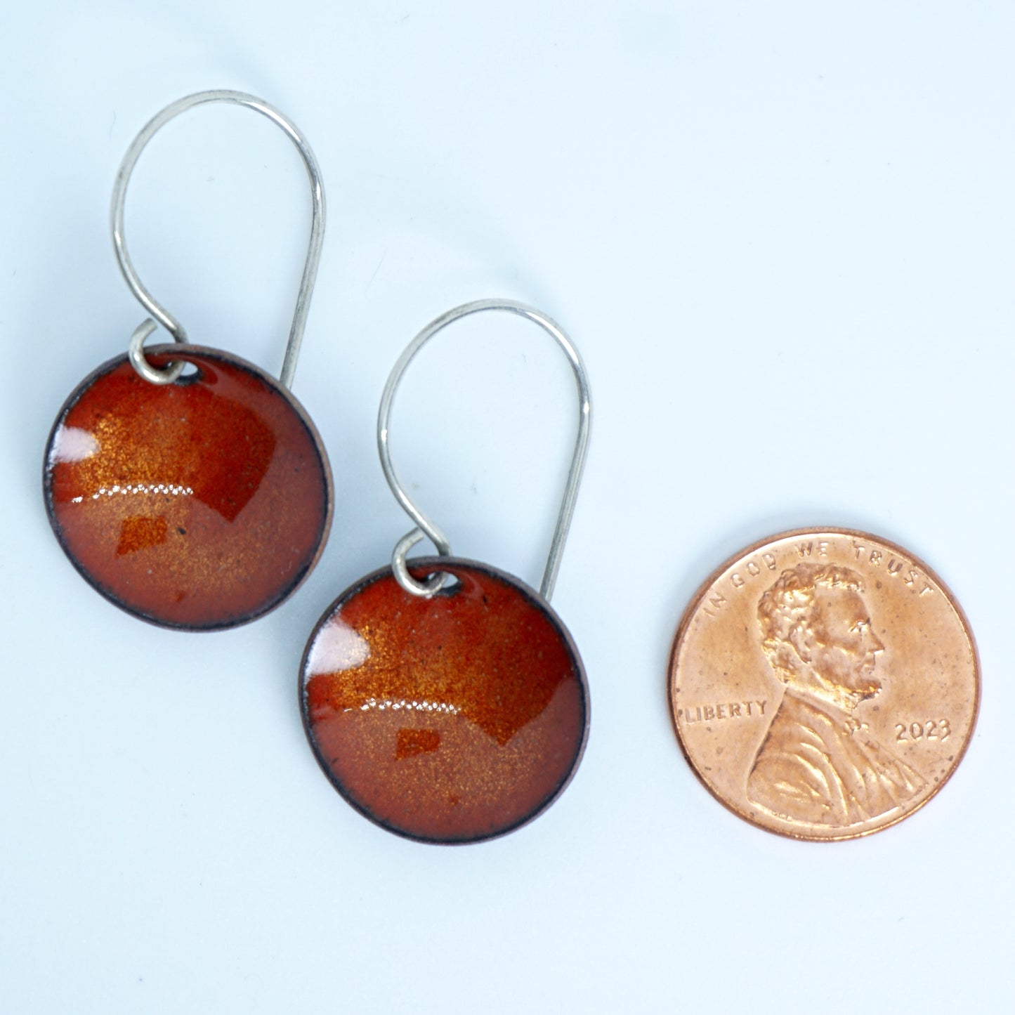 Golden Yellow Enamel Disc Earrings