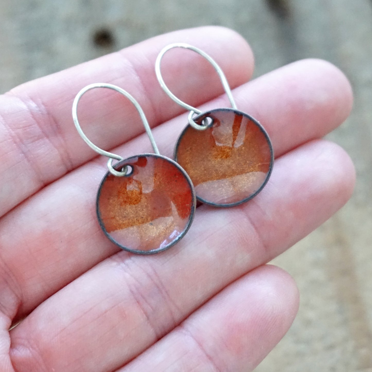 Golden Yellow Enamel Disc Earrings