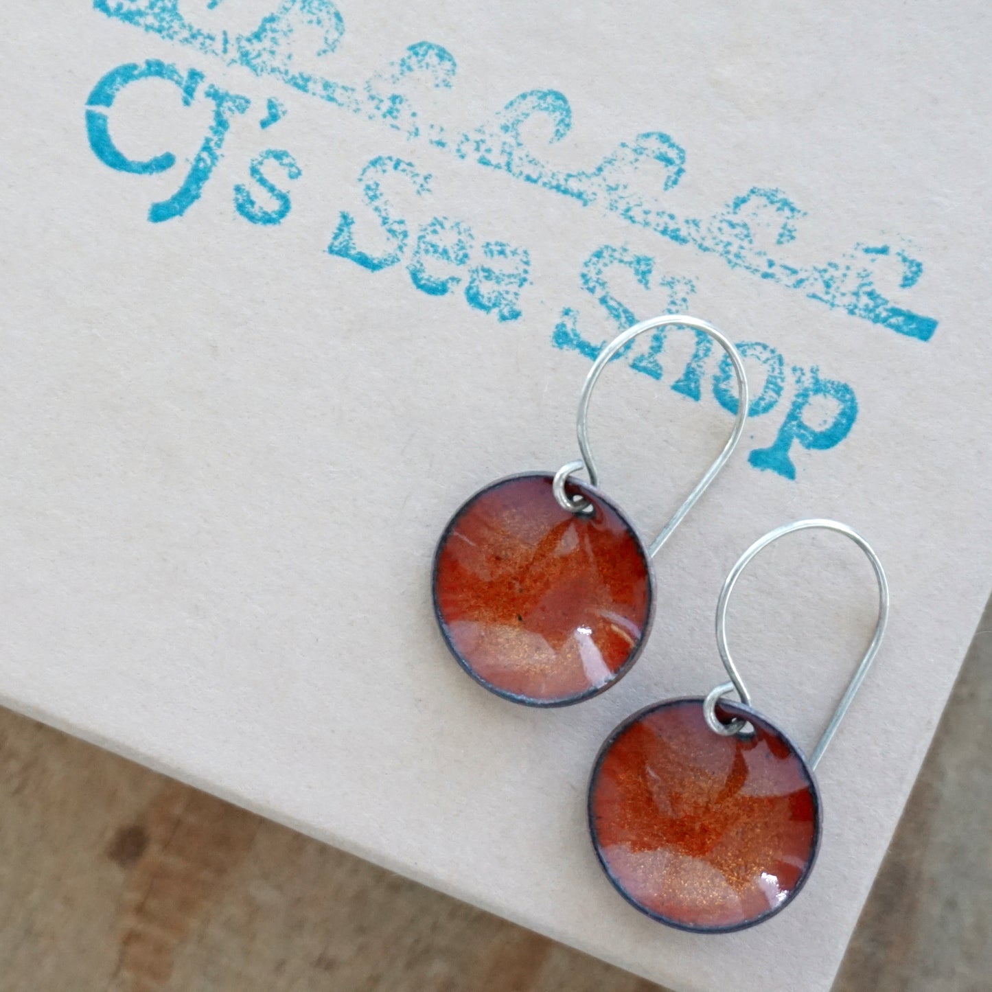 Golden Yellow Enamel Disc Earrings