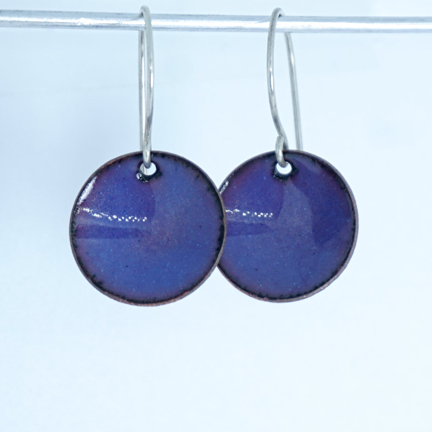 Metallic Purple Enamel Disc Earrings