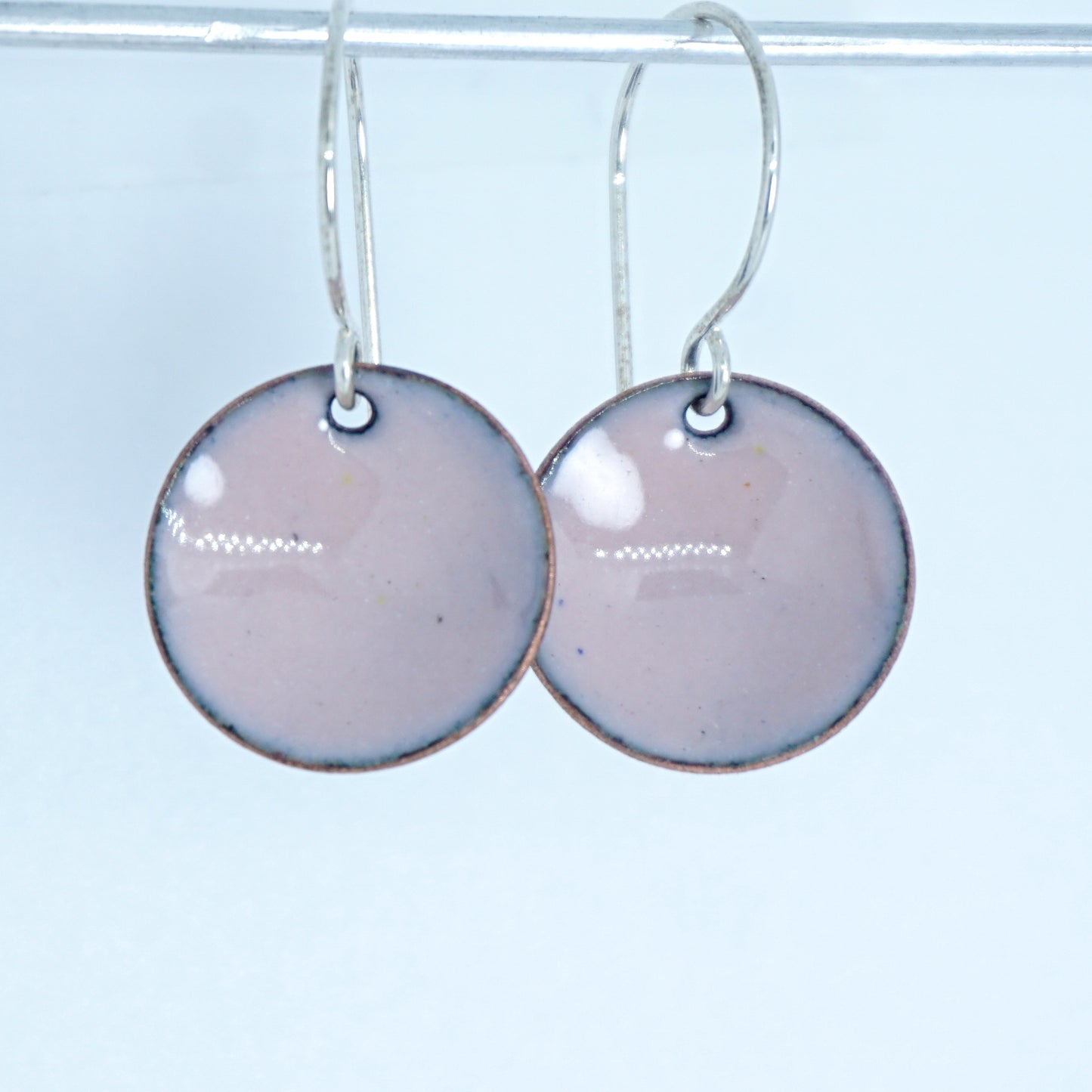 Light Pink Enamel Disc Earrings