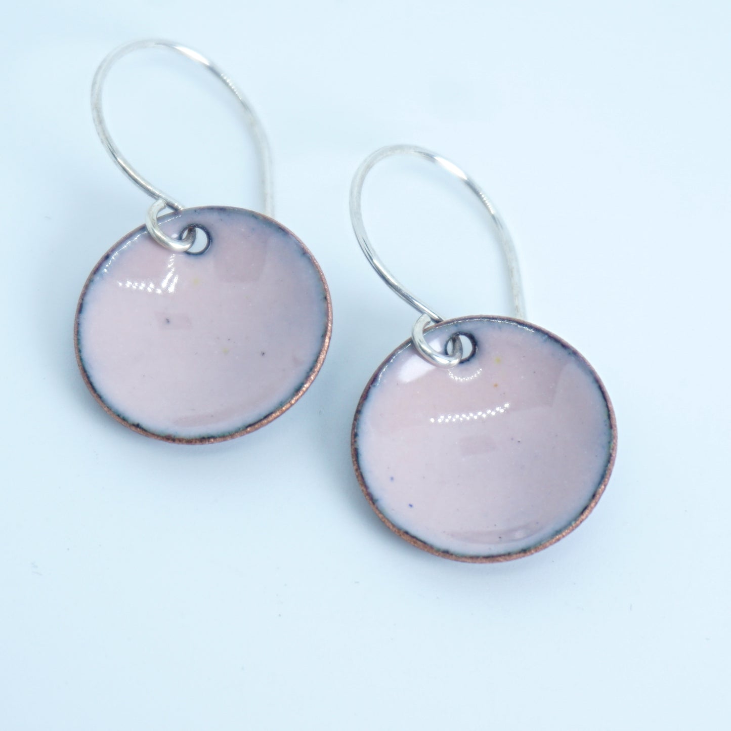 Light Pink Enamel Disc Earrings