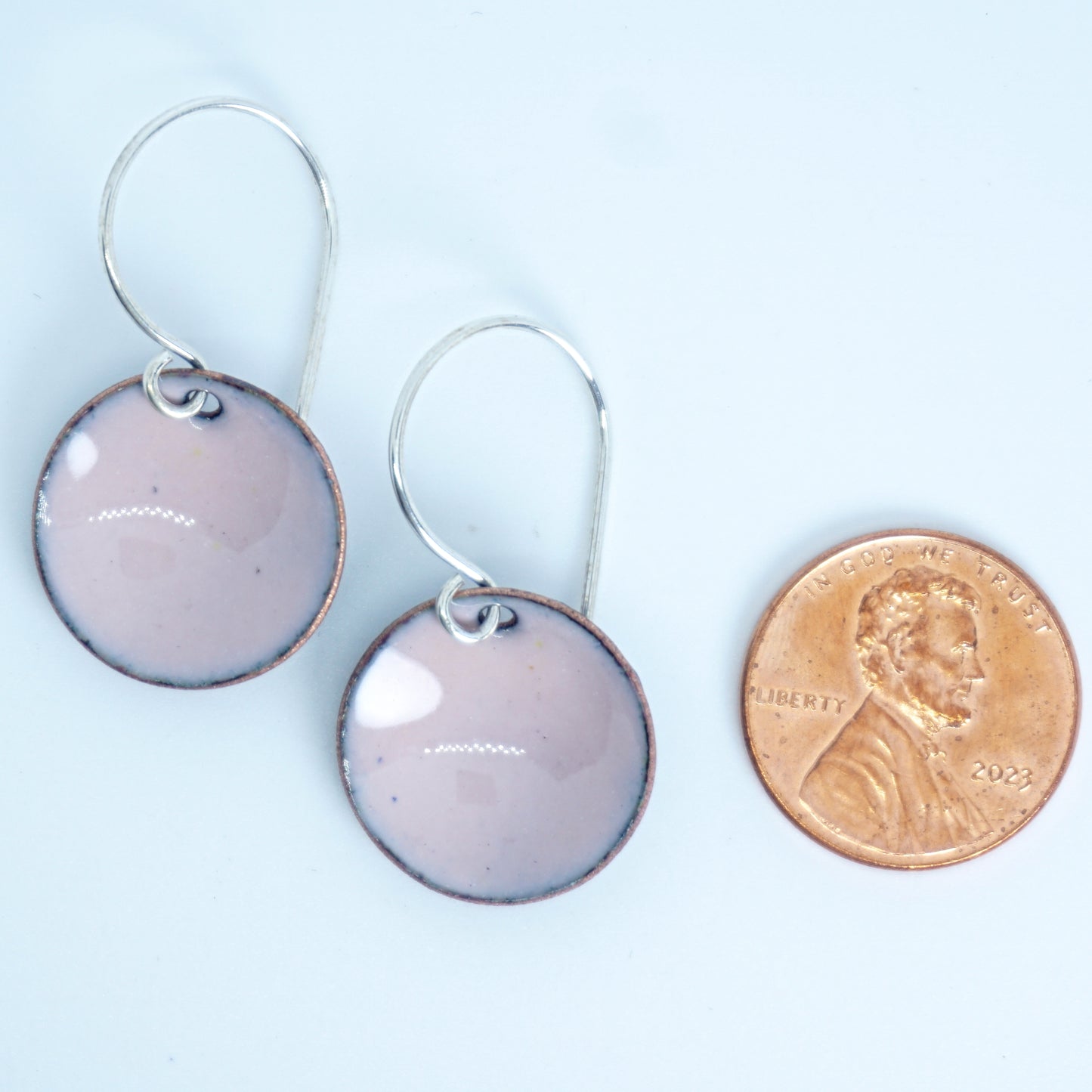 Light Pink Enamel Disc Earrings