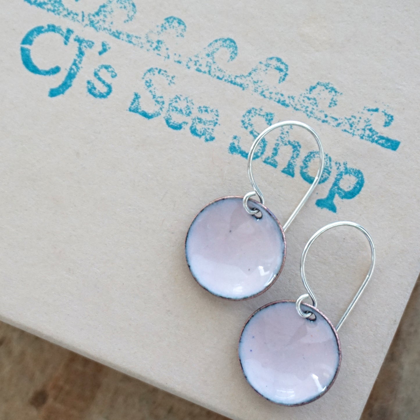 Light Pink Enamel Disc Earrings