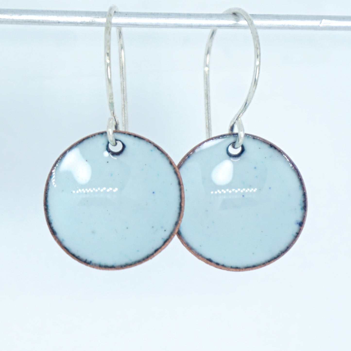 Seafoam Green Enamel Disc Earrings