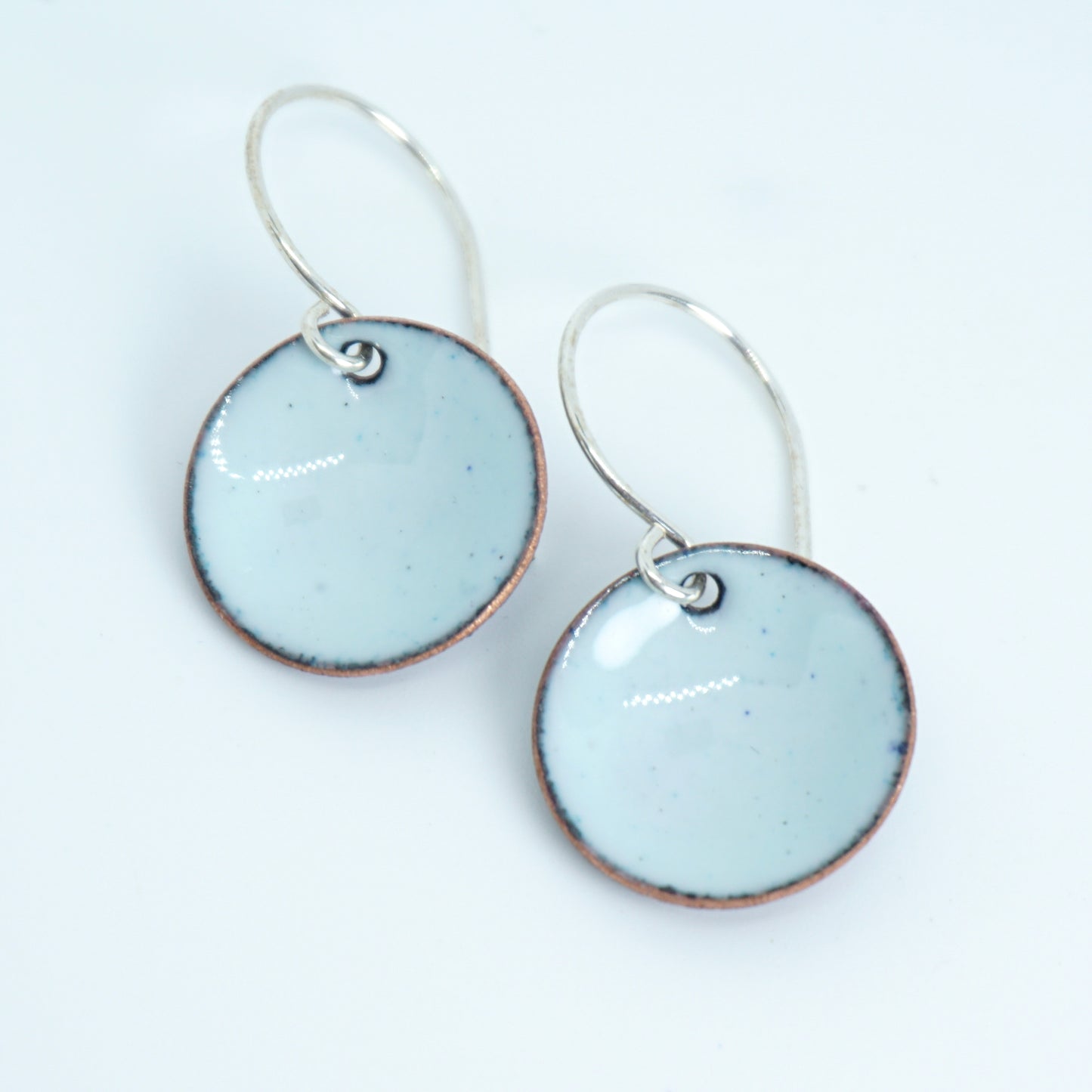 Seafoam Green Enamel Disc Earrings
