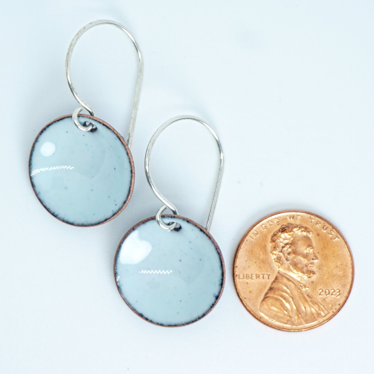 Seafoam Green Enamel Disc Earrings