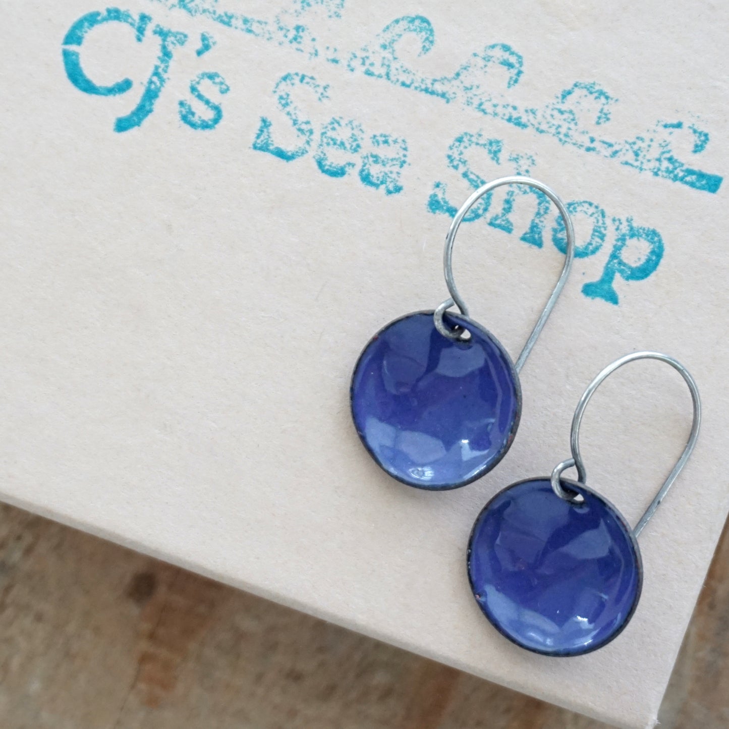Purple Enamel Disc Earrings
