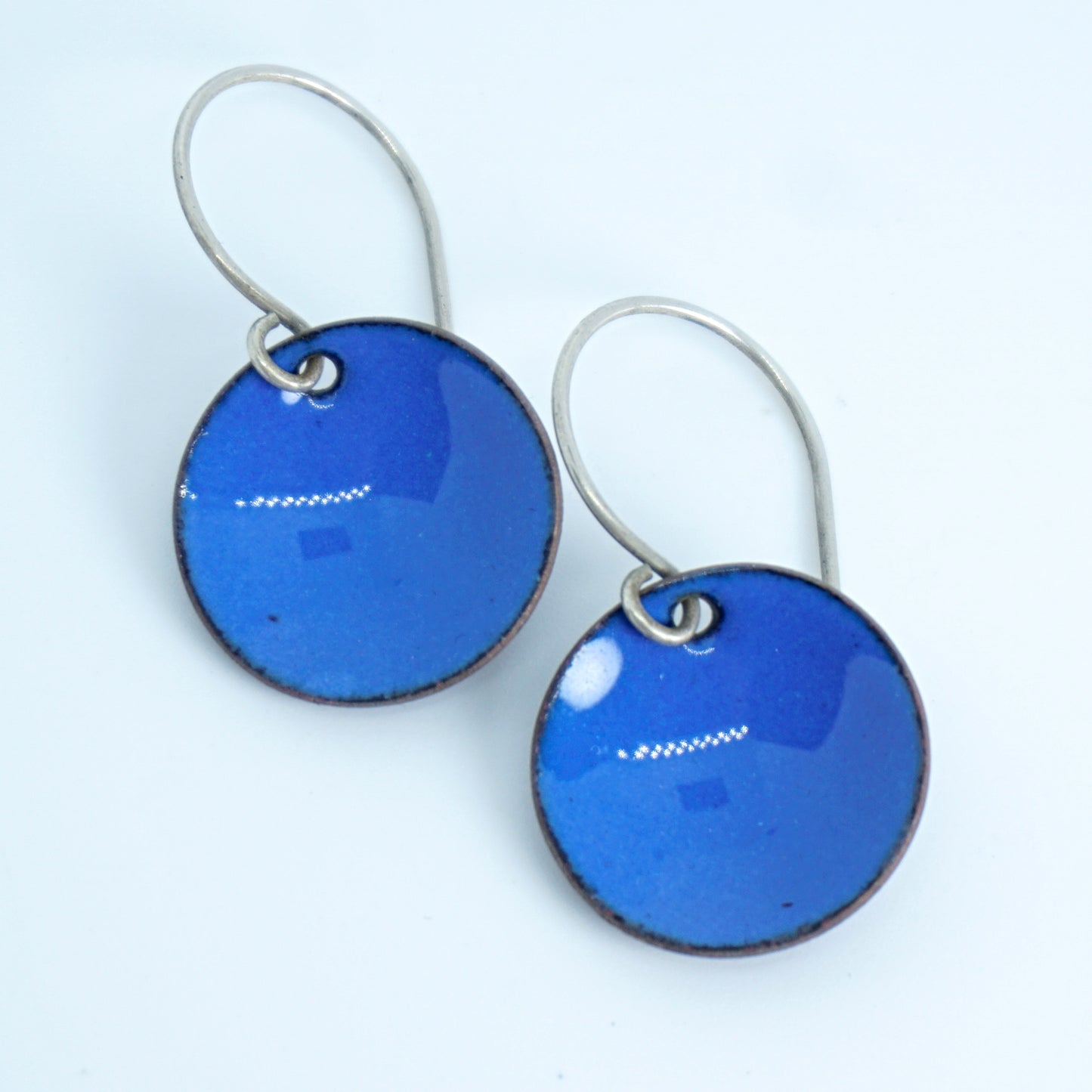 Cobalt Blue Enamel Disc Earrings