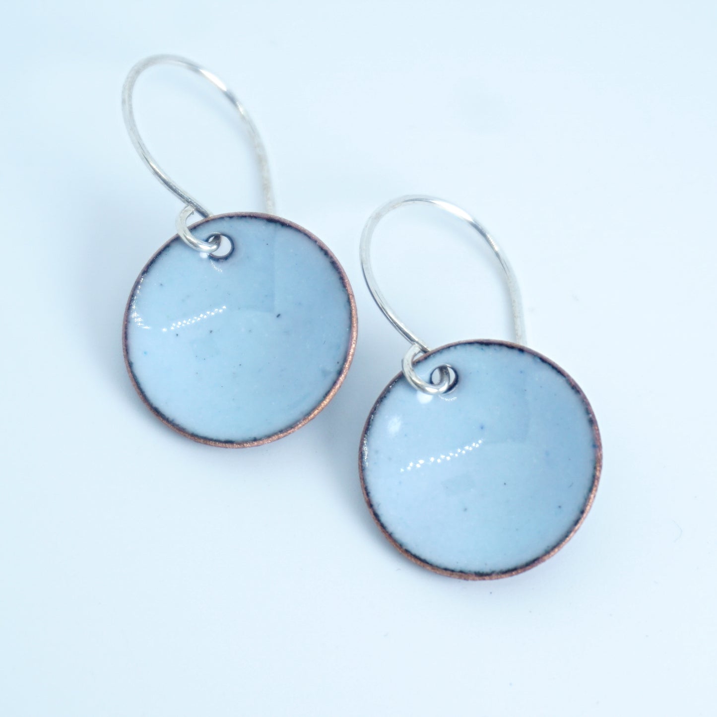Pale Blue Enamel Disc Earrings